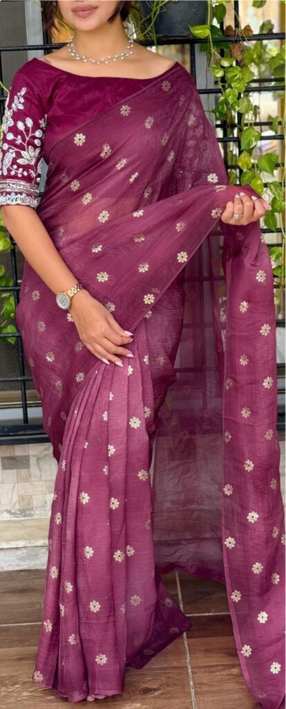 Onion Pink Ready-to-Wear Viscose Silk Saree