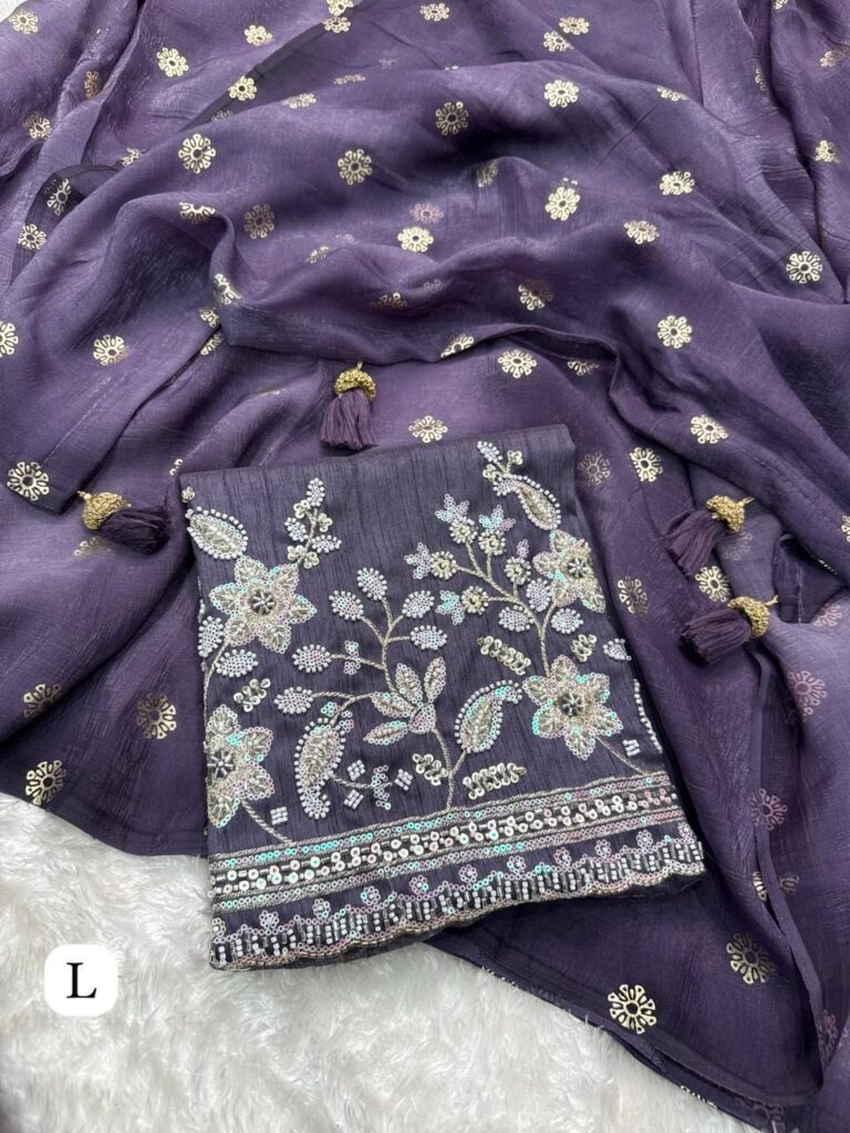 Purple Ready-to-Wear Viscose Silk Saree