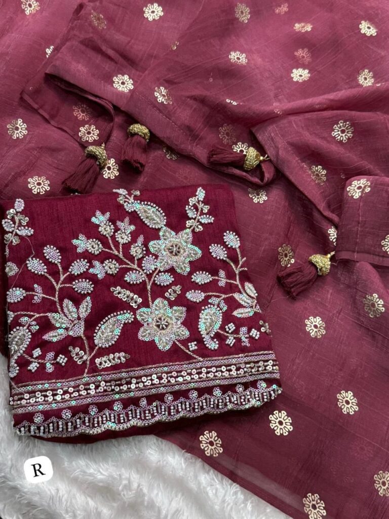 Onion Pink Ready-to-Wear Viscose Silk Saree