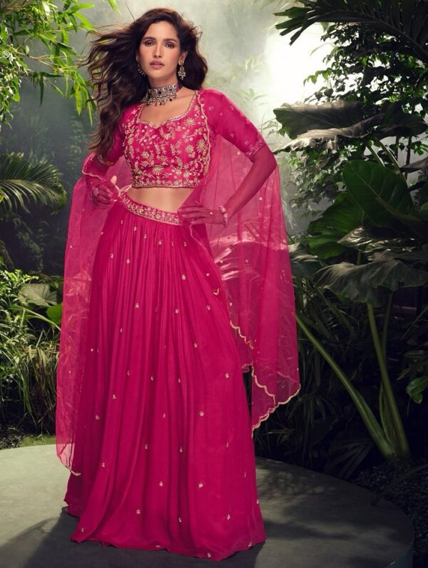 Rani Pink Chinon Silk Lehenga Choli