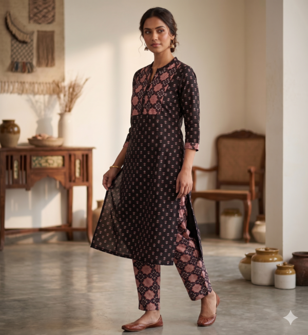 Black Pure cotton long Coord sets