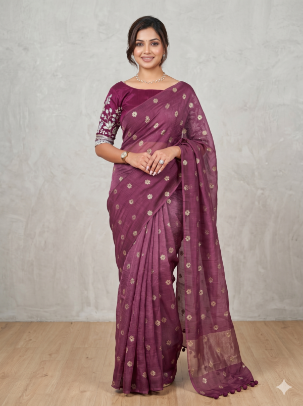 Onion Pink Ready-to-Wear Viscose Silk Saree