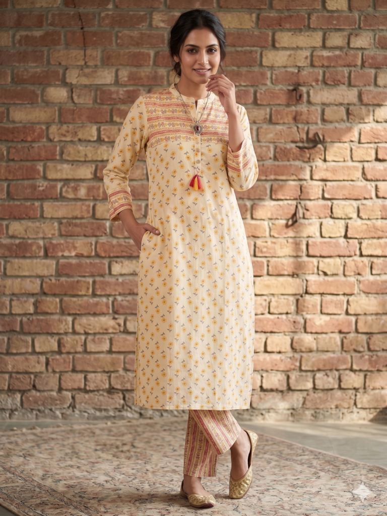 Yellow Pure cotton Long Coord set