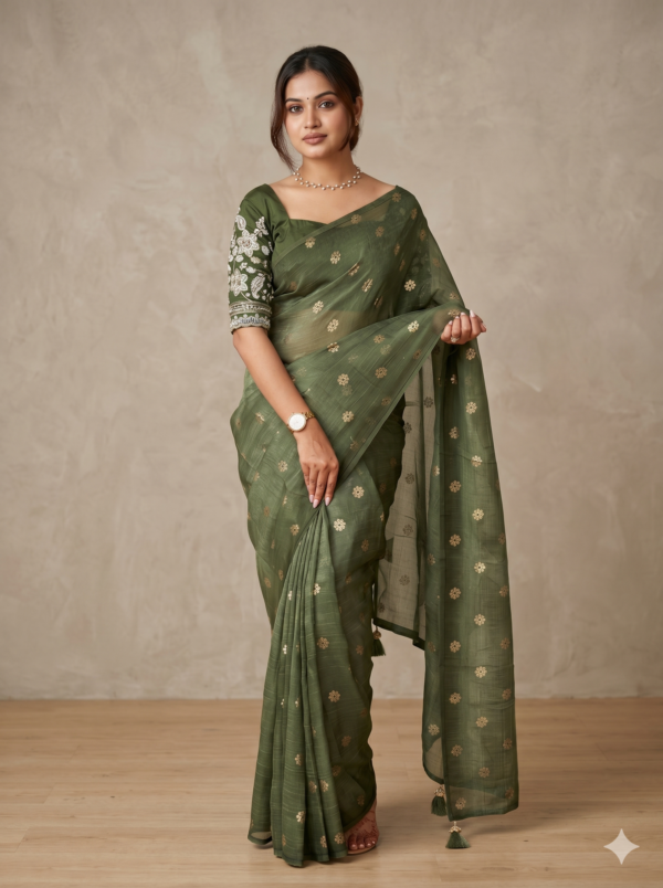 Mehendi Green Ready-to-Wear Viscose Silk Saree