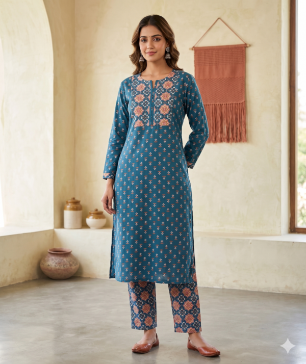 Blue Long Cotton Coord sets