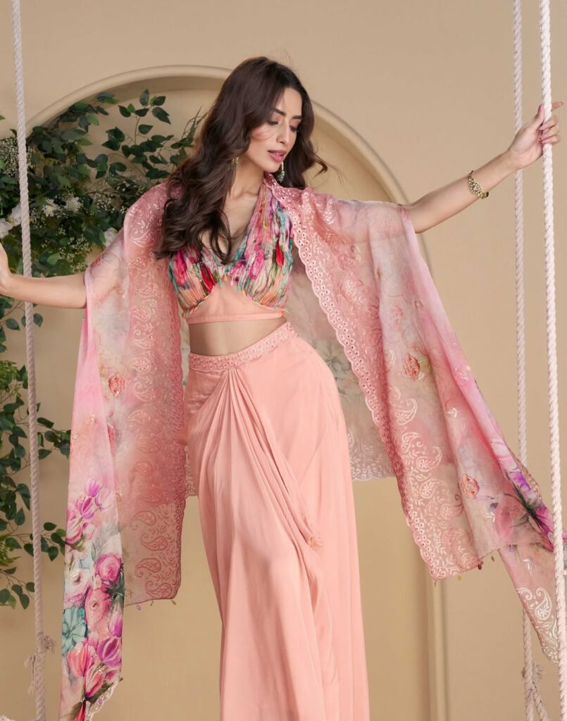 Light Peach Floral Three-Piece Set