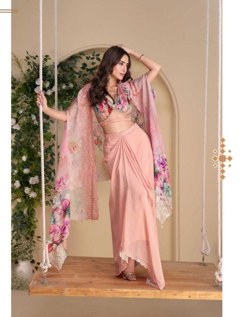 Light Peach Floral Three-Piece Set
