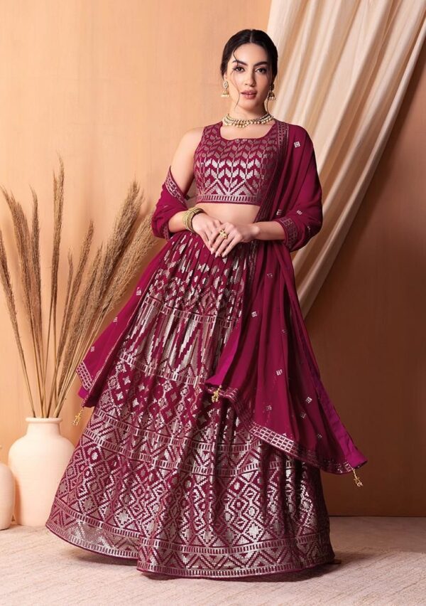 Pink Georgette Lehenga with Full Sequins Work