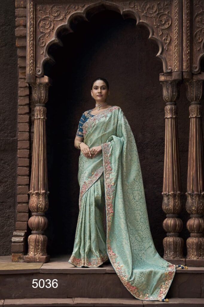 Mint Green Premium Wedding Collection Saree