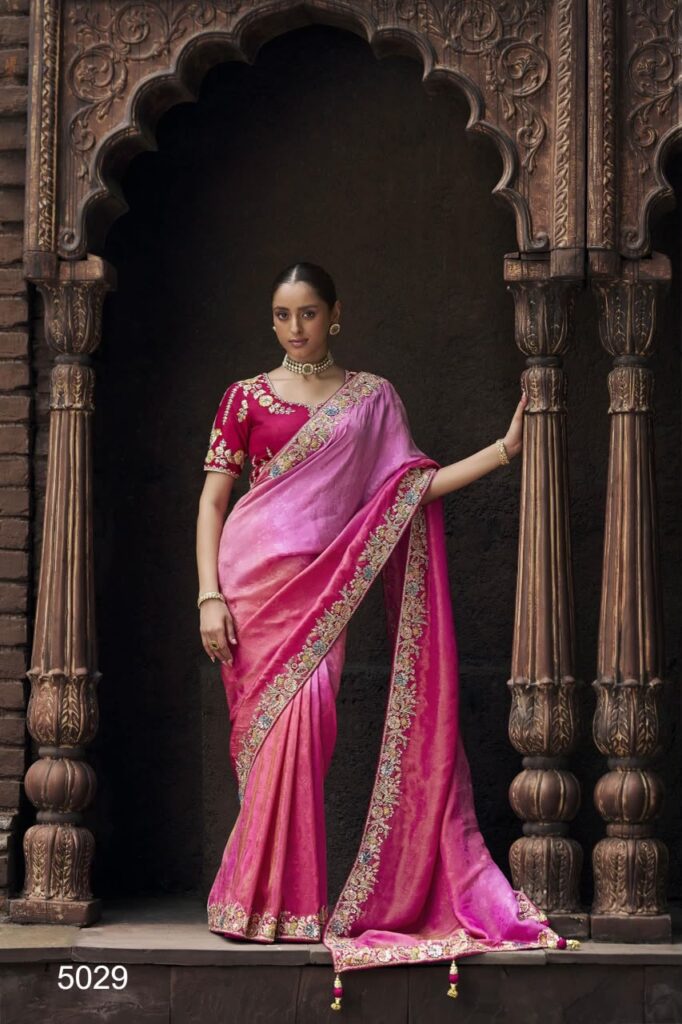 Pink Ombre Premium Wedding Saree