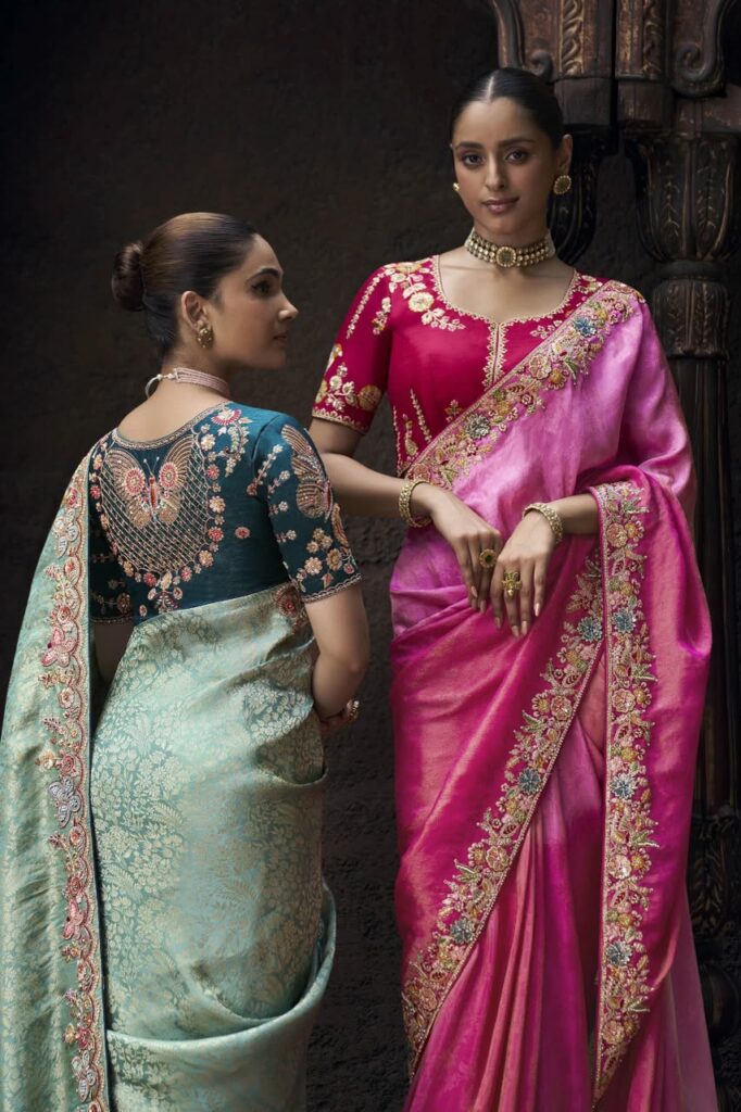 Pink Ombre Premium Wedding Saree