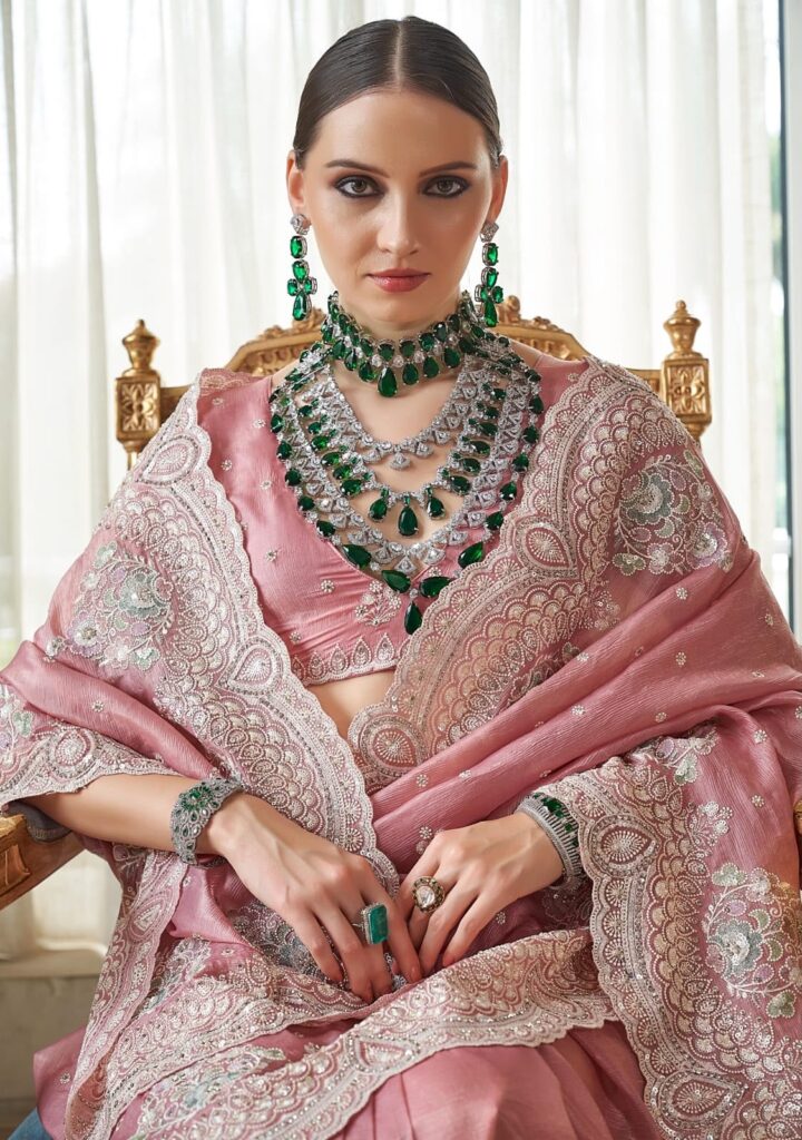 Baby Pink Premium Designer Handwork Saree