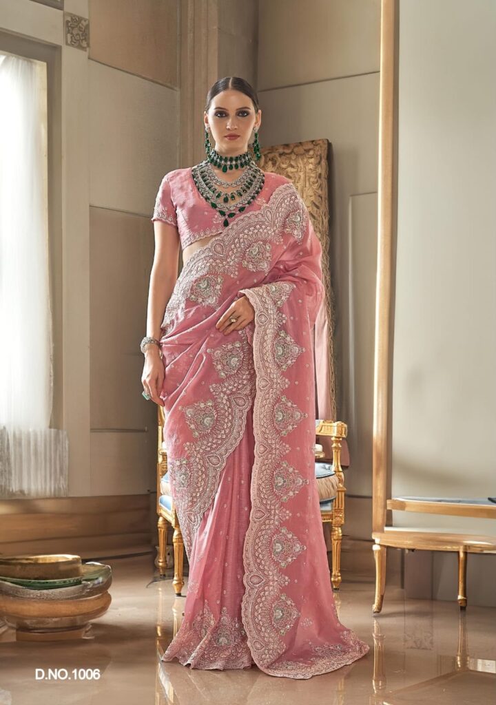 Baby Pink Premium Designer Handwork Saree