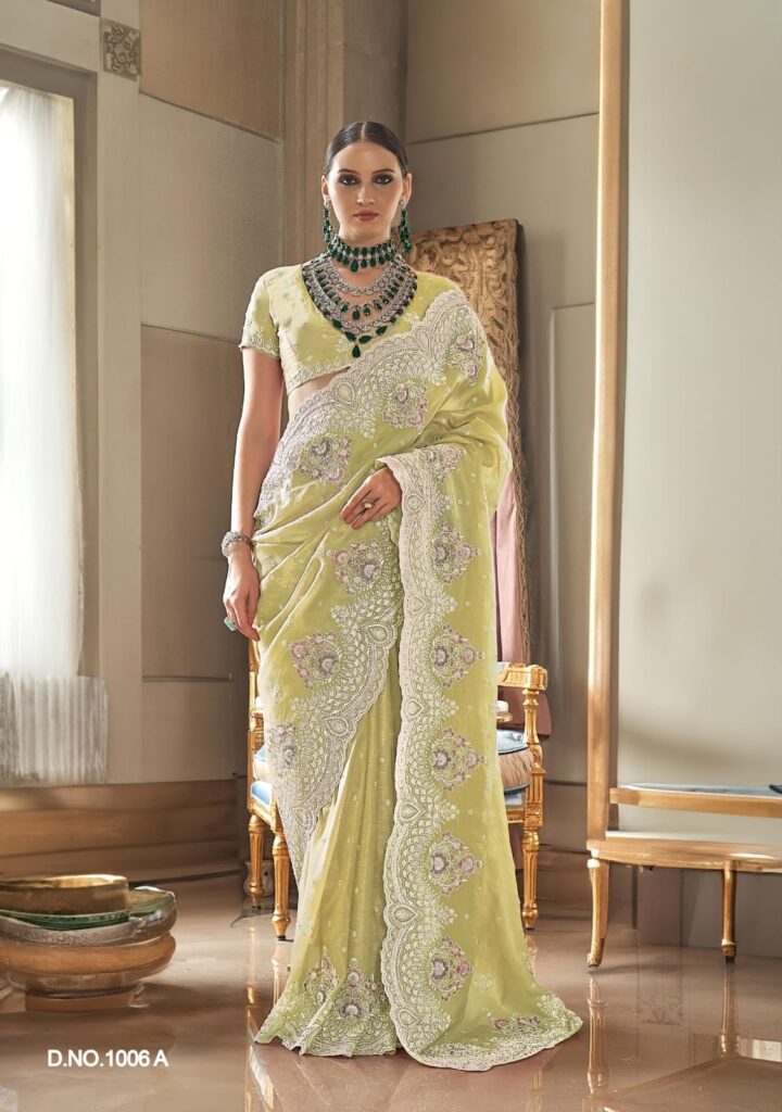 Mint Green Premium Designer Handwork Saree