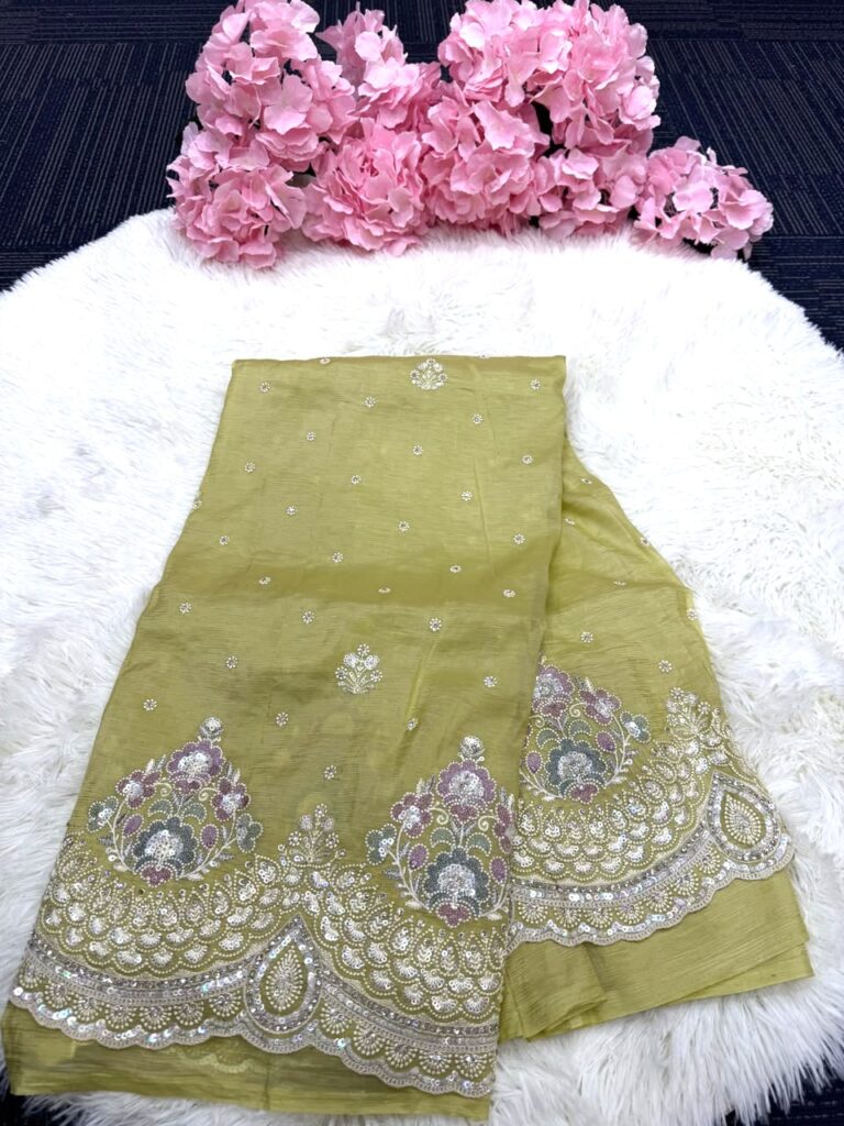 Mint Green Premium Designer Handwork Saree