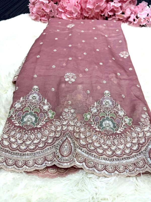 Baby Pink Premium Designer Handwork Saree