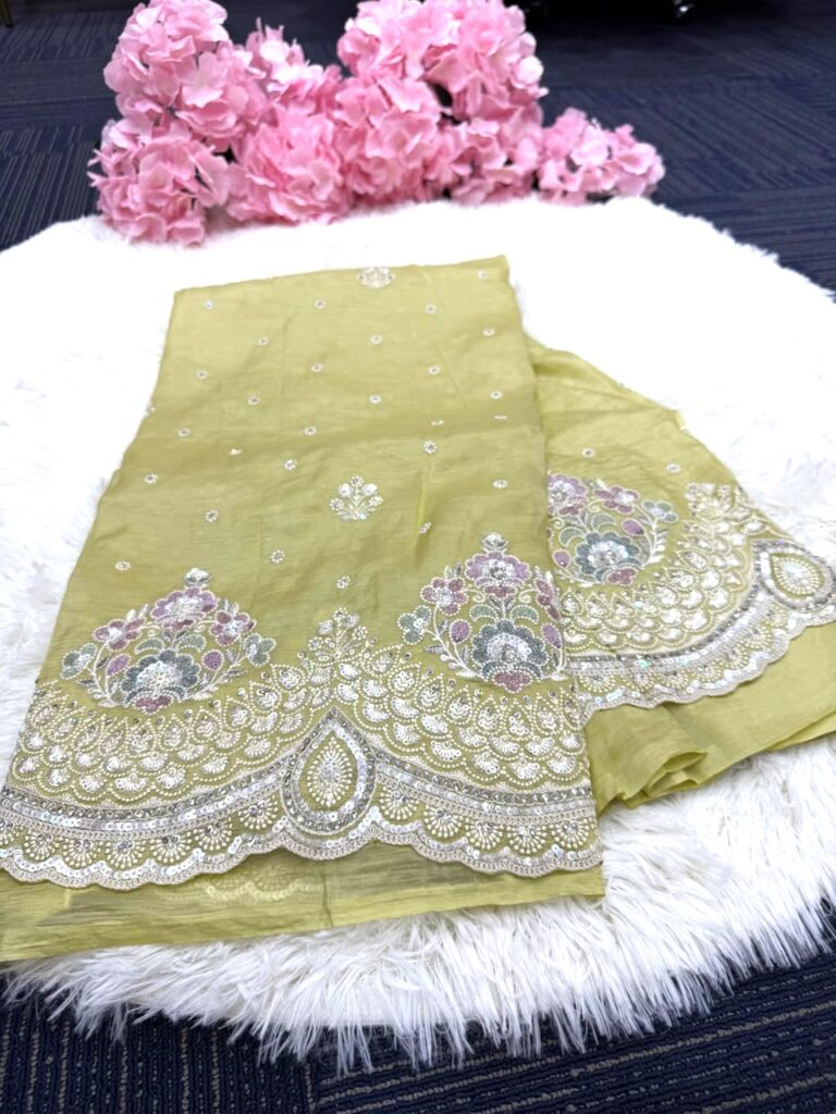 Mint Green Premium Designer Handwork Saree