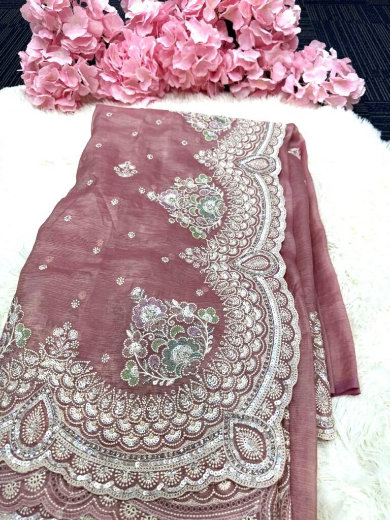 Baby Pink Premium Designer Handwork Saree