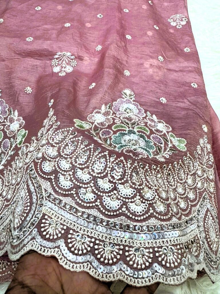 Baby Pink Premium Designer Handwork Saree