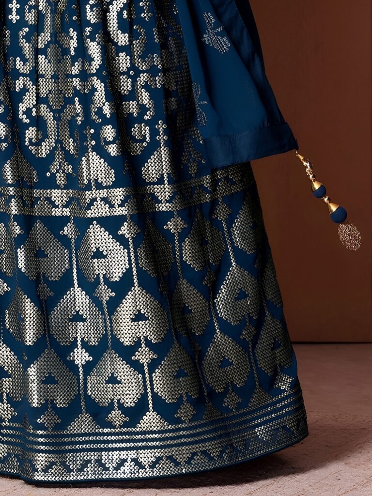 Blue Georgette Lehenga with Full Sequins Work