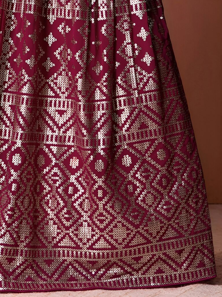 Ruby Pink Georgette Lehenga with Full Sequins Work