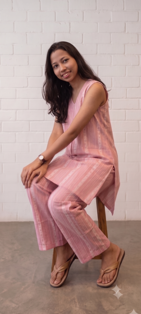 Pink Striped South Cotton Coord Set – Smart Office Wear for Dubai Summers