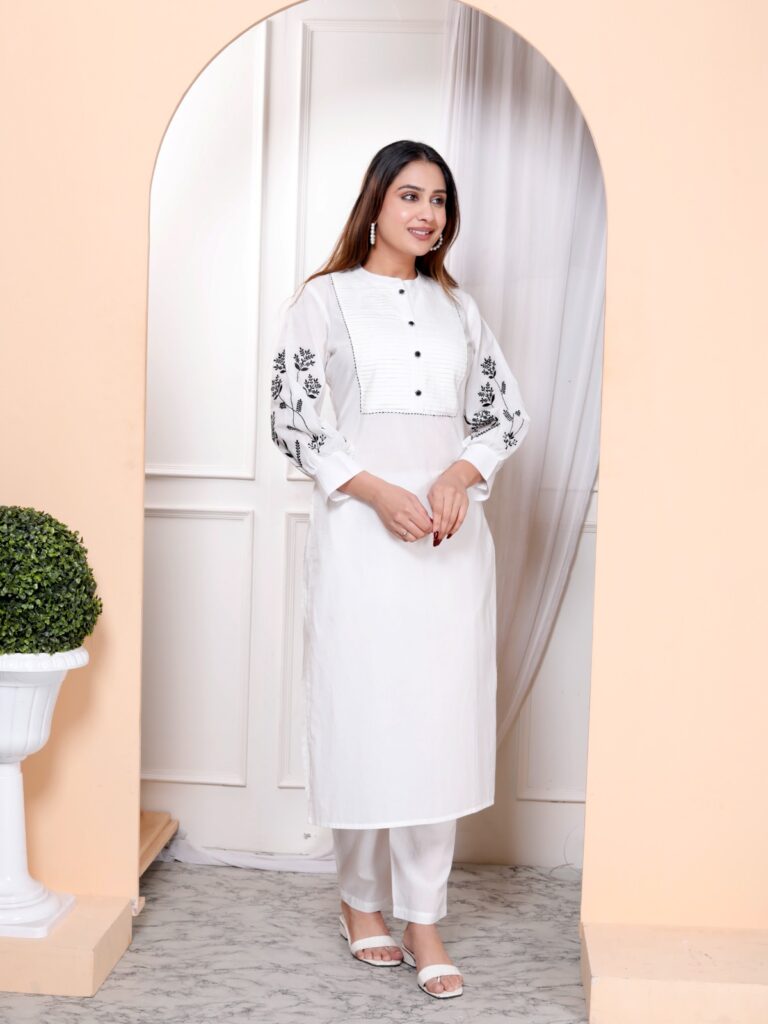 White Pure Cotton Long Coord Set – Elegant Everyday Wear for Dubai Summers