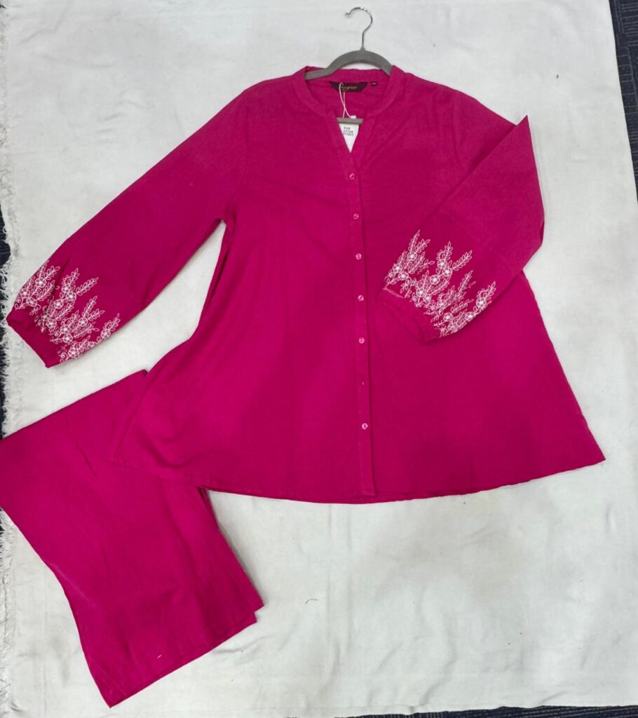 Pink Short A-Line Khadi Cotton Coord Set – Cool & Chic for Dubai Summers
