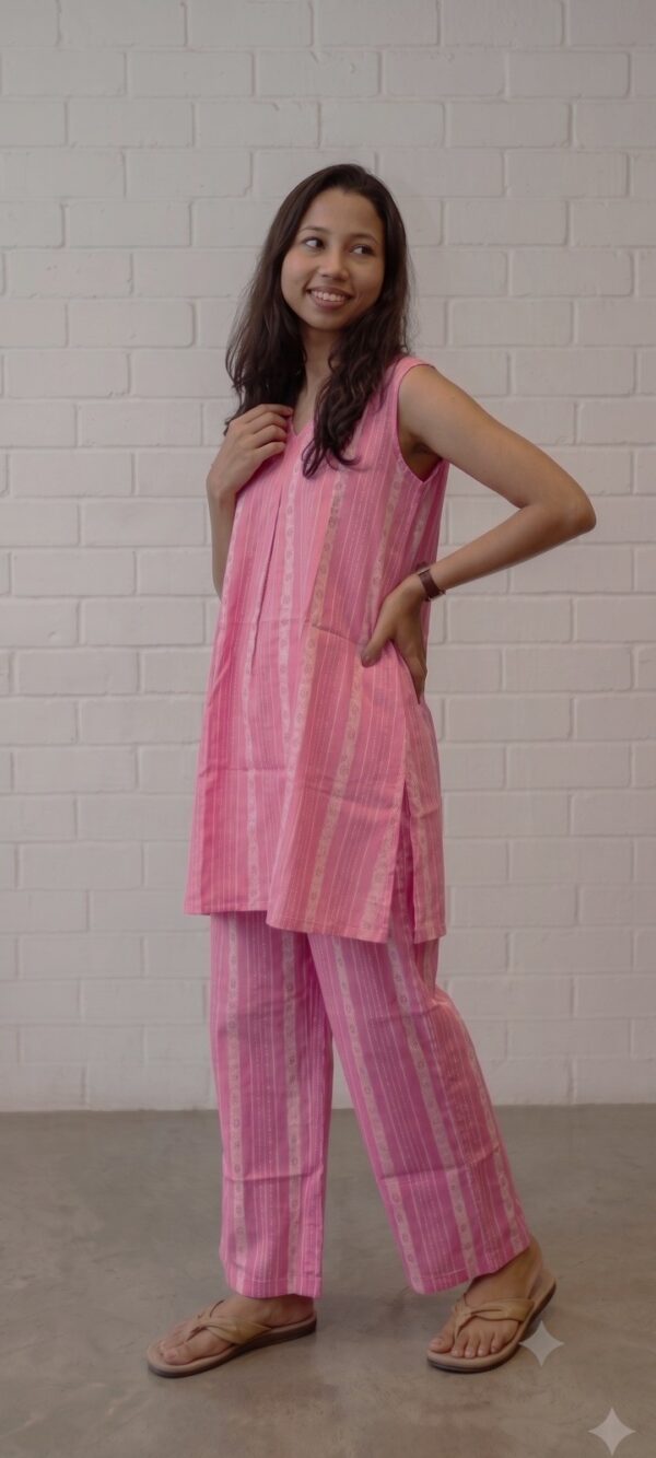 Pink Striped South Cotton Coord Set – Smart Office Wear for Dubai Summers